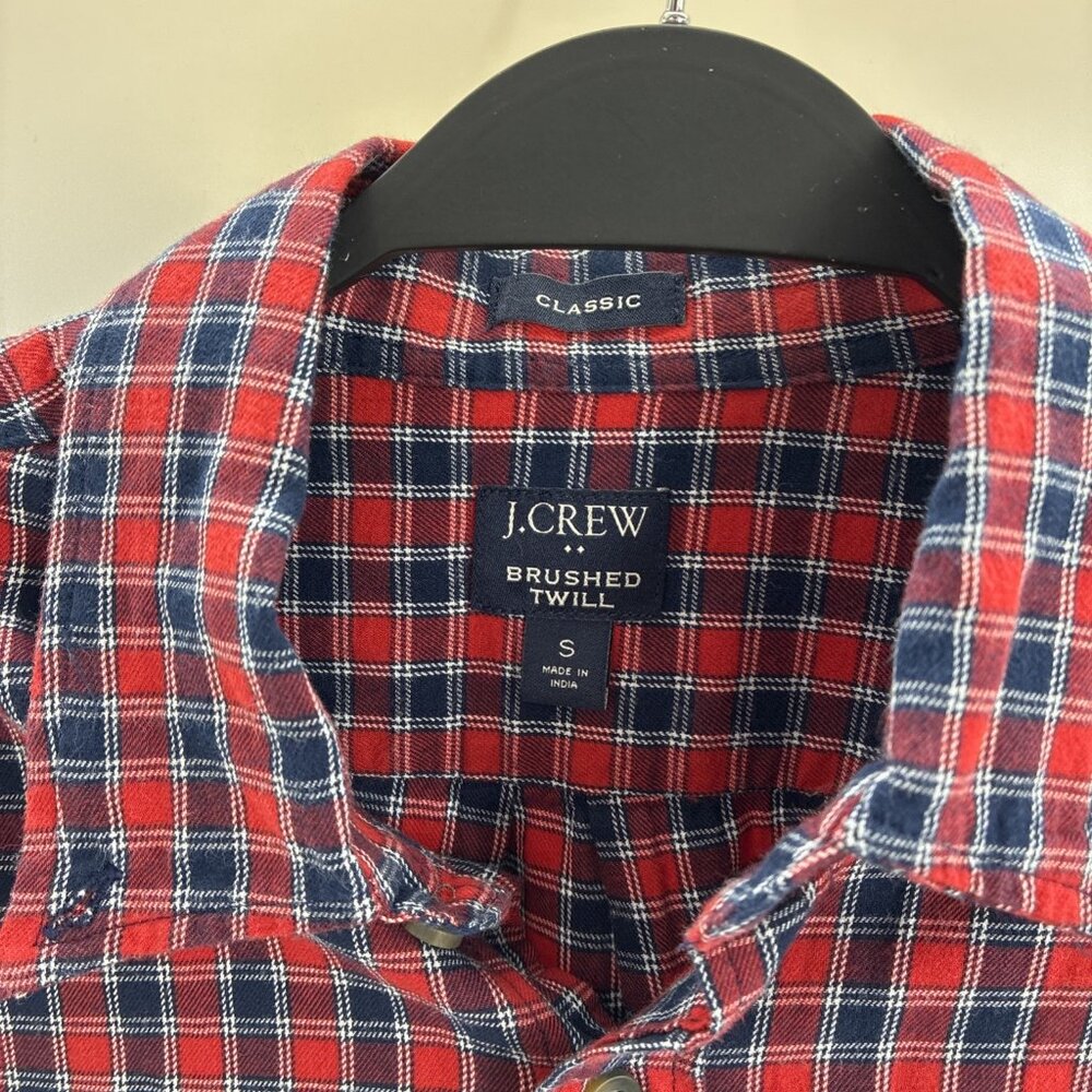 J Crew Mens Brushed Twill Plaid Button Up Shirt Long Sleeve Cotton Size S - Picture 4 of 6